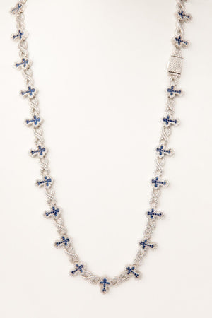 Collas de cruces plata piedra azul