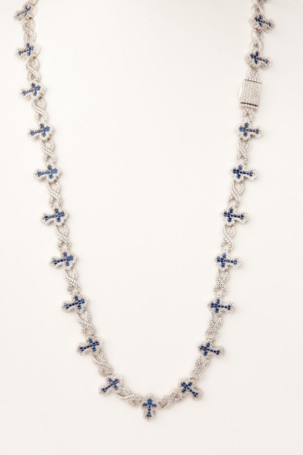 Collas de cruces plata piedra azul