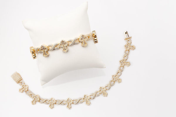 Pulsera cruces chapada piedra blanca