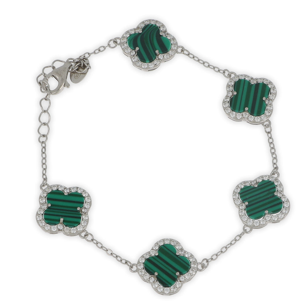 Pulsera 5 flores con circonitas