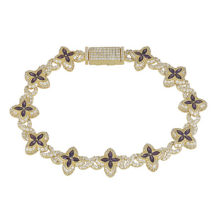 Pulsera de flor chapado color lila