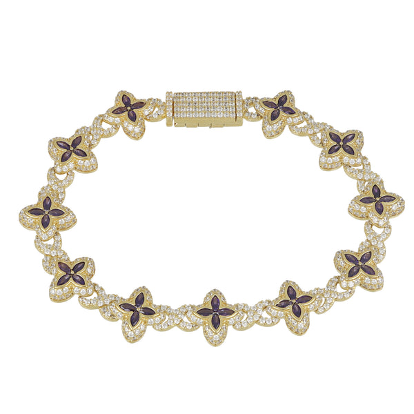 Pulsera de flor chapado color lila