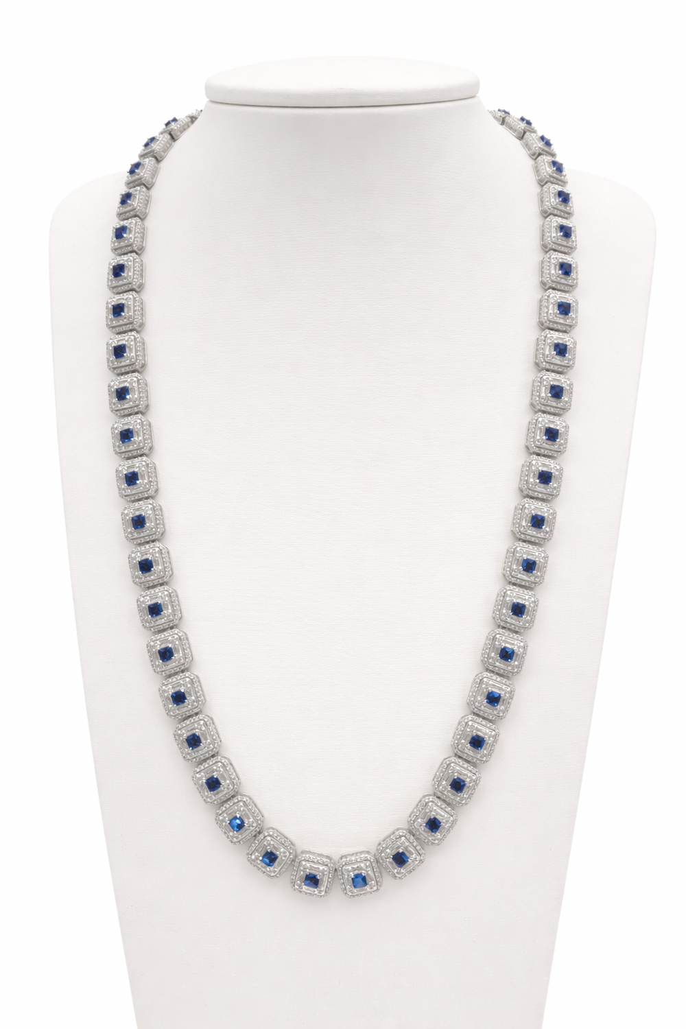 Cadena de Plata con Piedra Azules