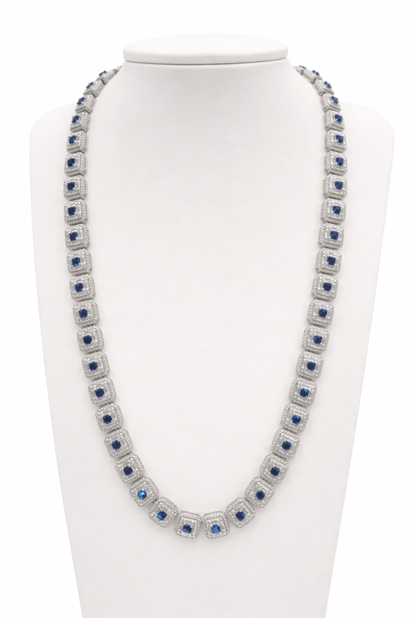 Cadena de Plata con Piedra Azules
