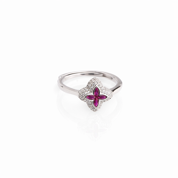 Anillo flor roja
