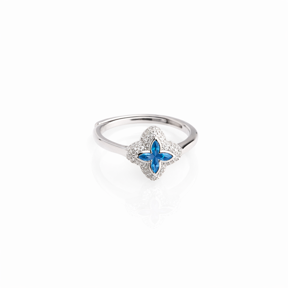 Anillo flor azul