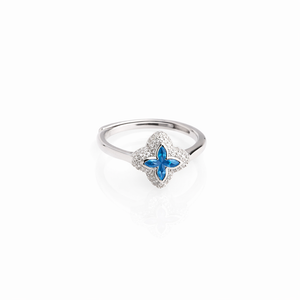 Anillo flor azul
