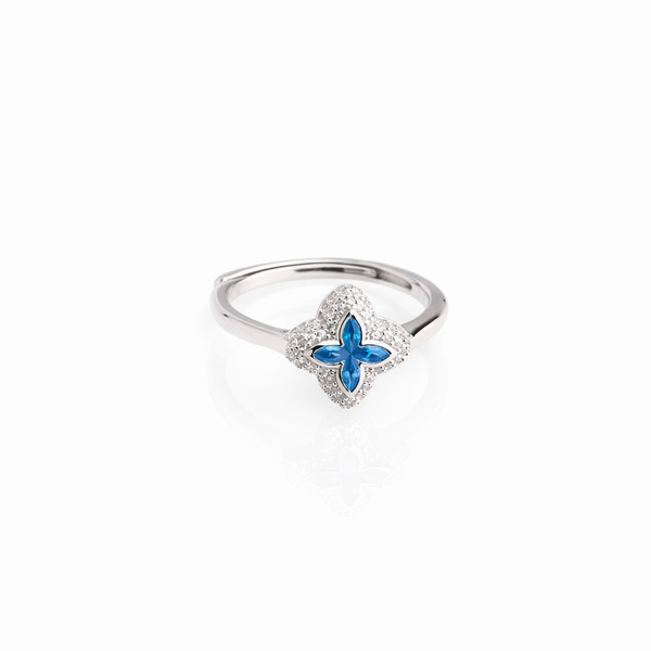Anillo flor azul