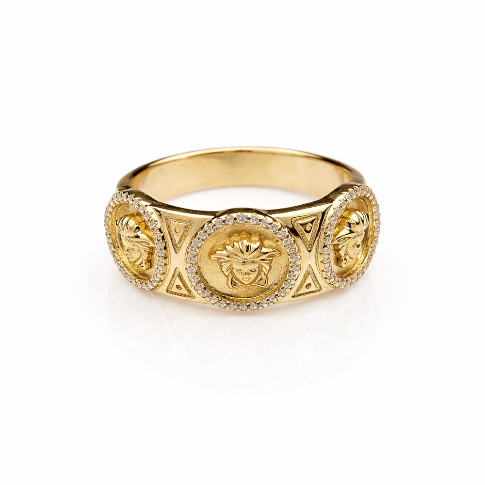 Anillo con 3 logos de plata chapada