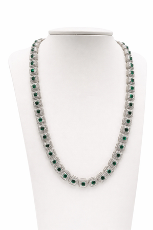 Cadena de plata con circonitas, color verde