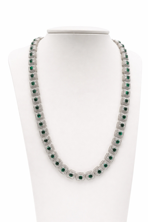 Cadena de plata con circonitas, color verde