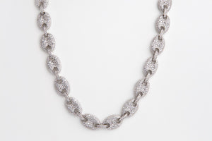 Cadena de plata “grano de café” con piedras (circonitas)