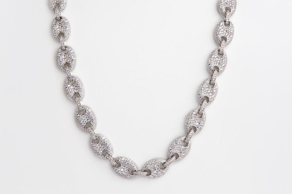 Cadena de plata “grano de café” con piedras (circonitas)