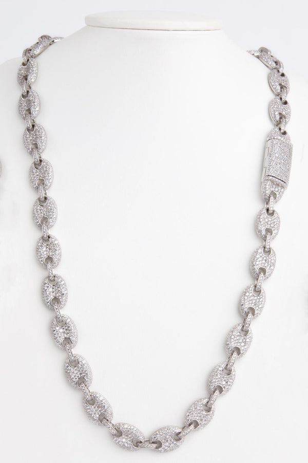 Cadena de plata “grano de café” con piedras (circonitas)