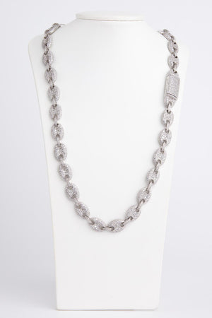 Cadena de plata “grano de café” con piedras (circonitas)
