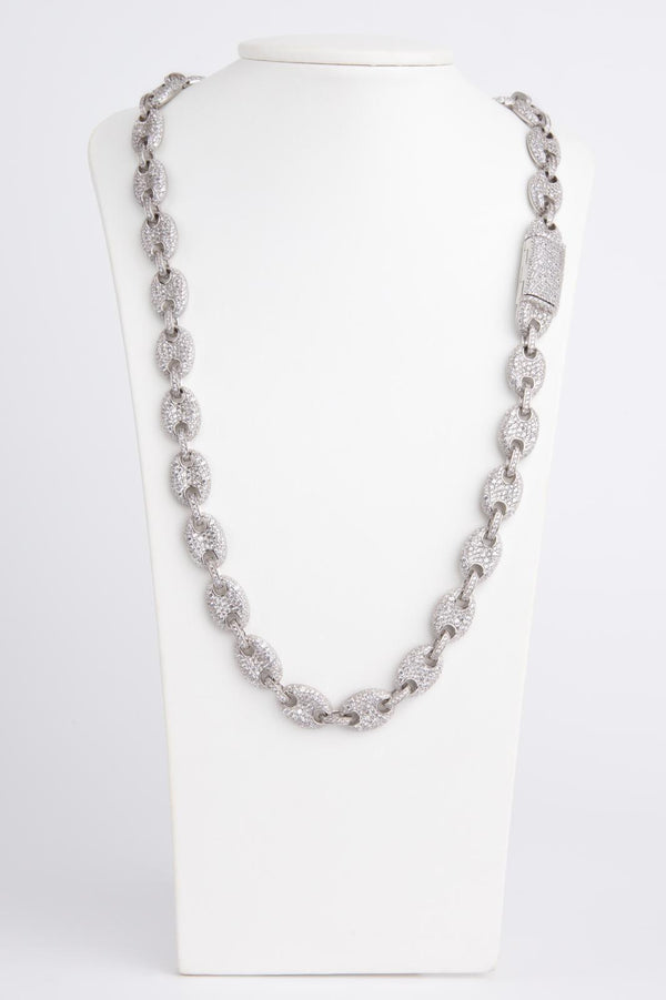 Cadena de plata “grano de café” con piedras (circonitas)