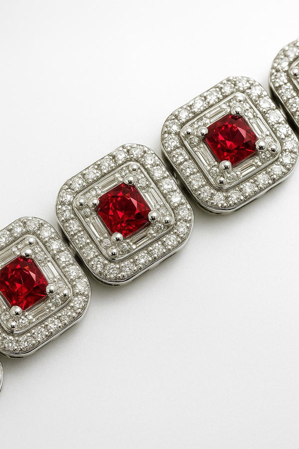 Cadena de plata con circonitas, color roja