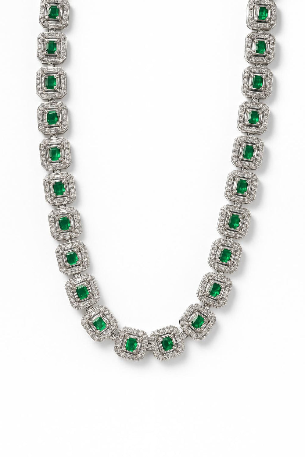 Cadena de plata con circonitas, color verde
