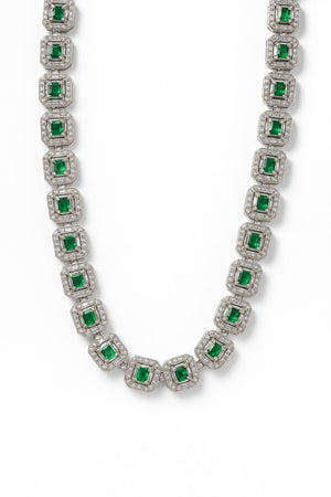 Cadena de plata con circonitas, color verde