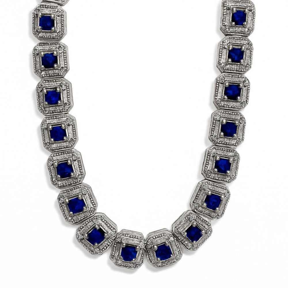 Cadena de plata con circonitas, azul