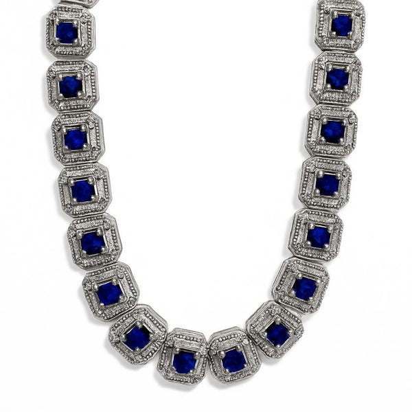 Cadena de plata con circonitas, azul