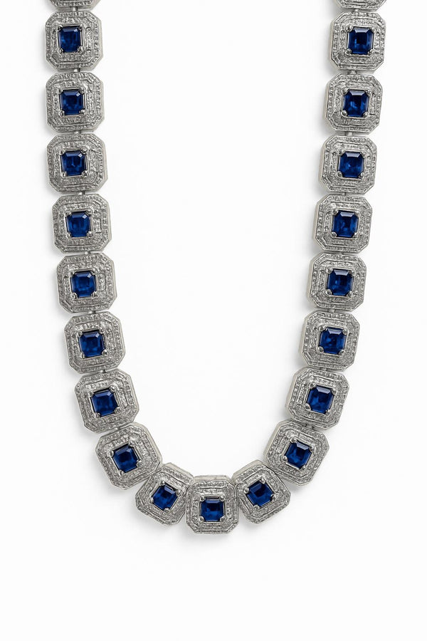 Cadena de plata con circonitas, azul